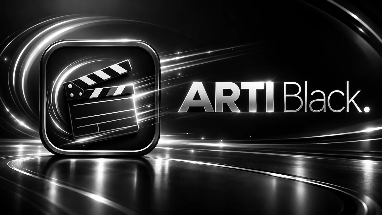 Arte do ARTI Black: ícone do ARTI e a palavra Black sobre fundo preto